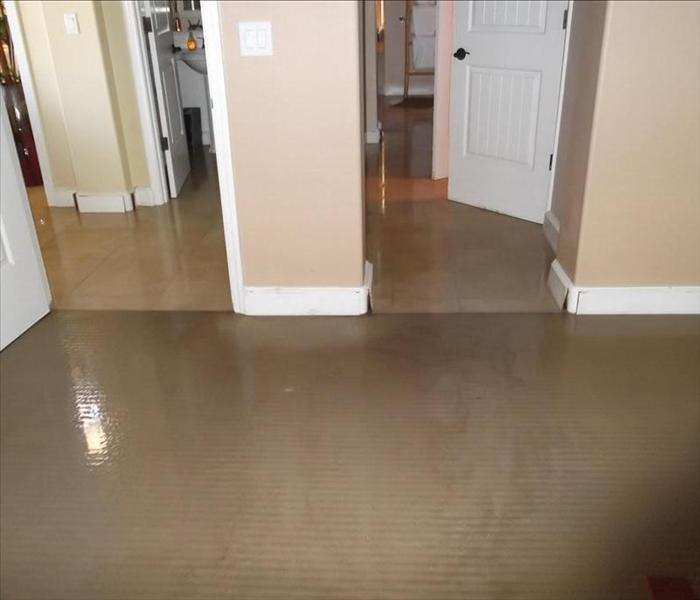 apartment floor covered with storm water